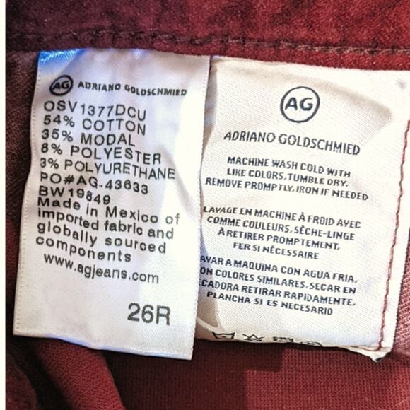 AG Adriano Goldschmied x Anthropologie Burgundy Suede Pants Size 26R - Picture 7 of 7